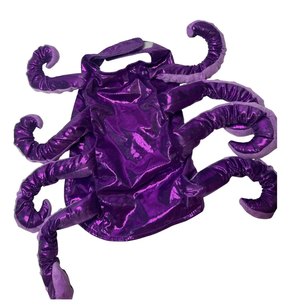 Purple Metallic Octopus Pet Costume Shiny Tentacle Halloween Dog Outfit small